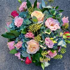 Peach and Pink Container Arrangement 